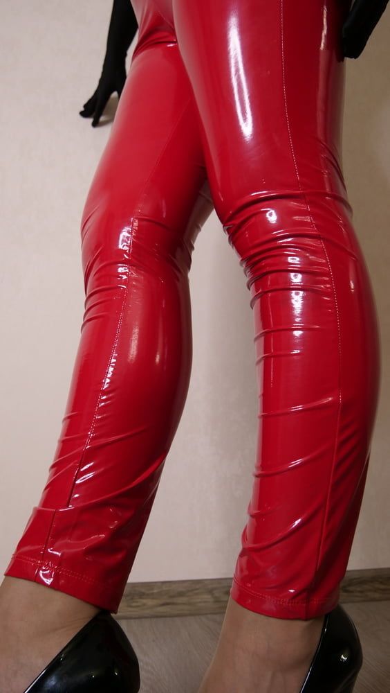 Skirt, panties and red sexy latex leggings #3