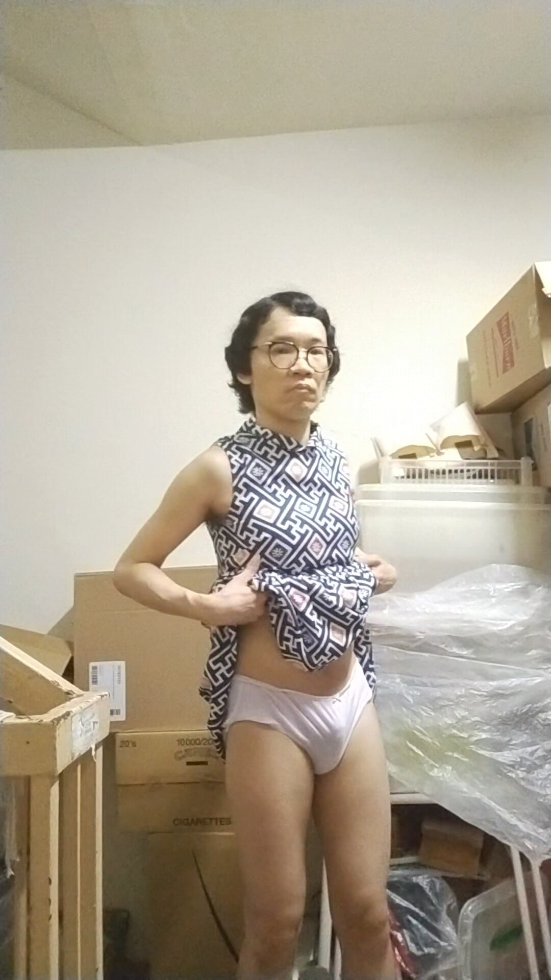 Secretly wearing office lady lingerie and dress. #13