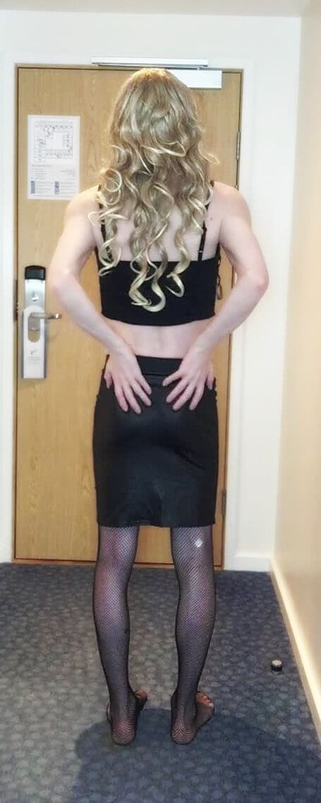 Sissy Crossdresser In Black Slut Outfit Posing  #17