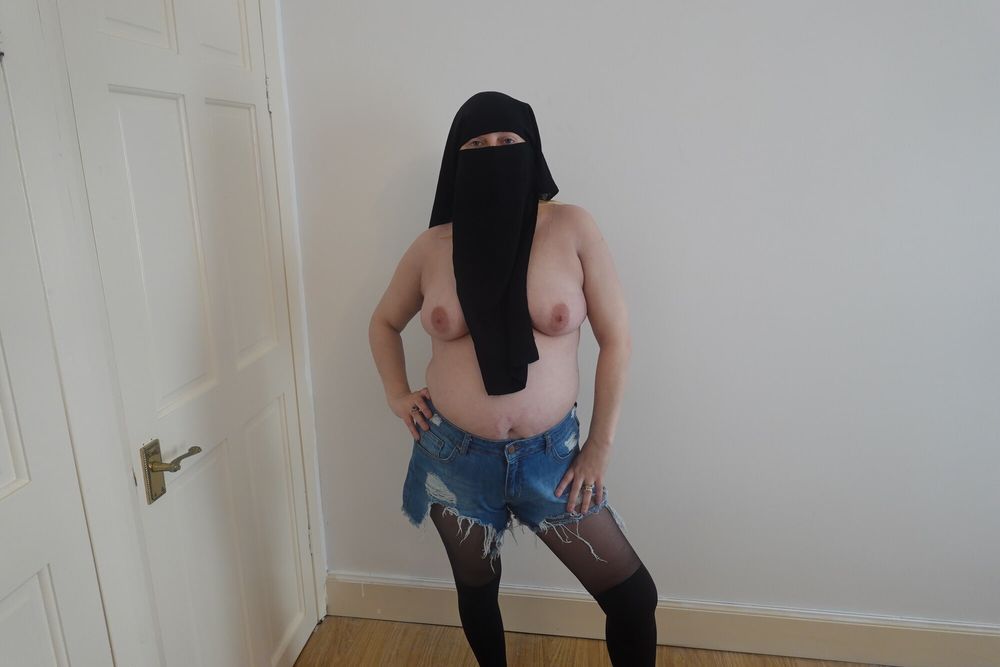 Wearing Shorts and pantyhose in Niqab  #17