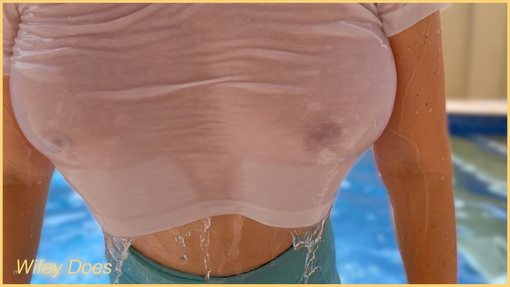 Wifey wet shirt in the pool #7