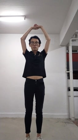 Secretly wearing massage girl polo top and her jeans.