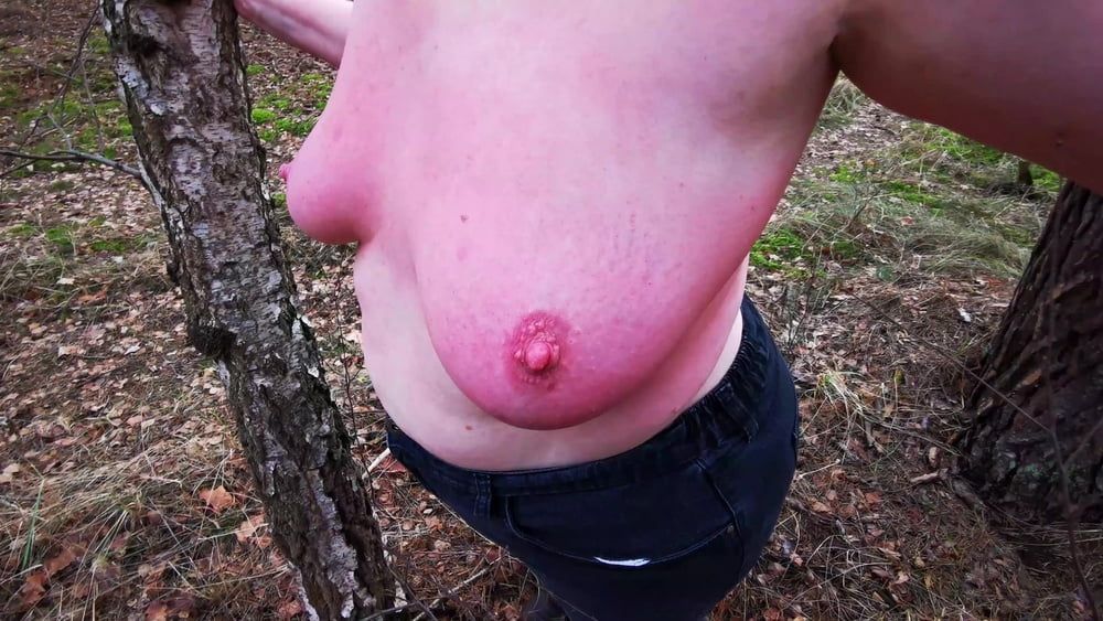 Titslapping in woods #13