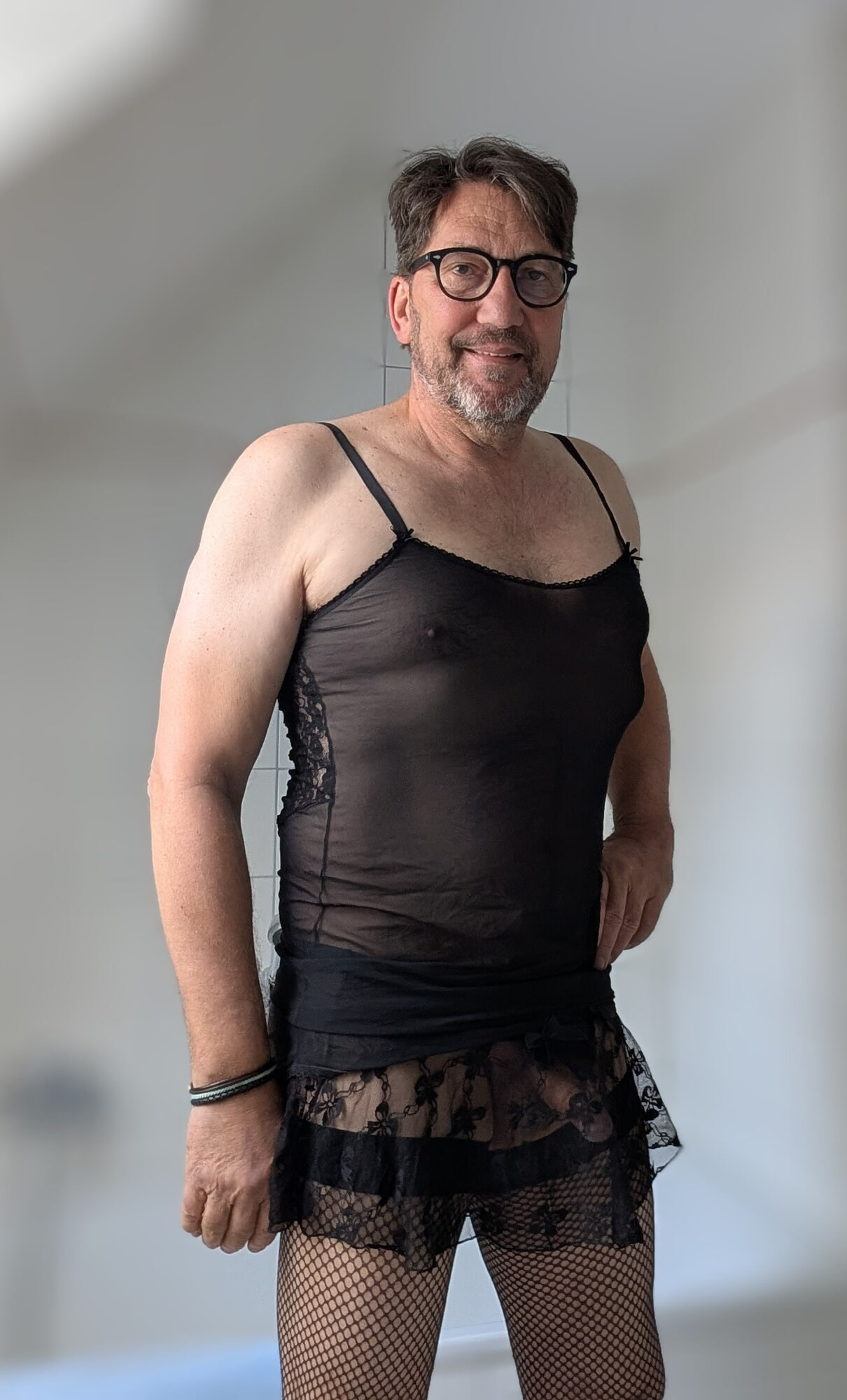 crossdresser in fishnet