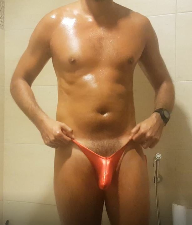 Red bulging briefs tryout #4