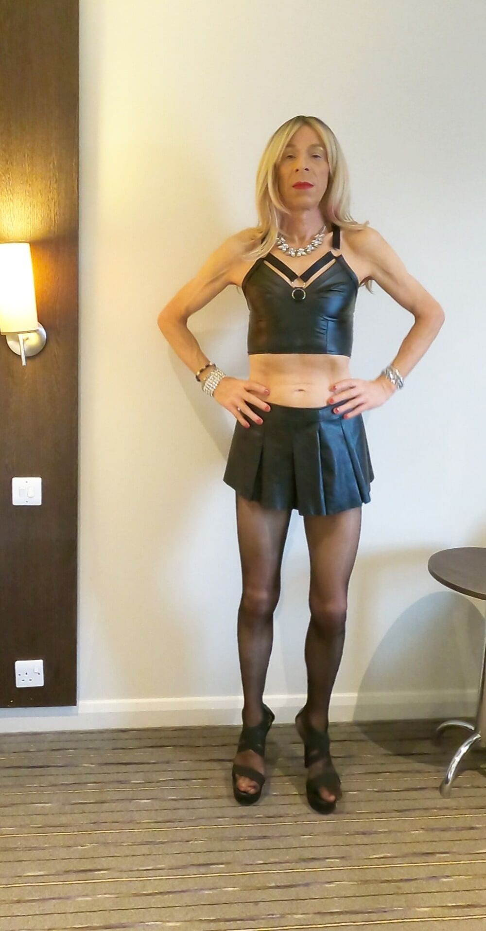 151 Alessia Travestita - Black Leather Miniskirt #39