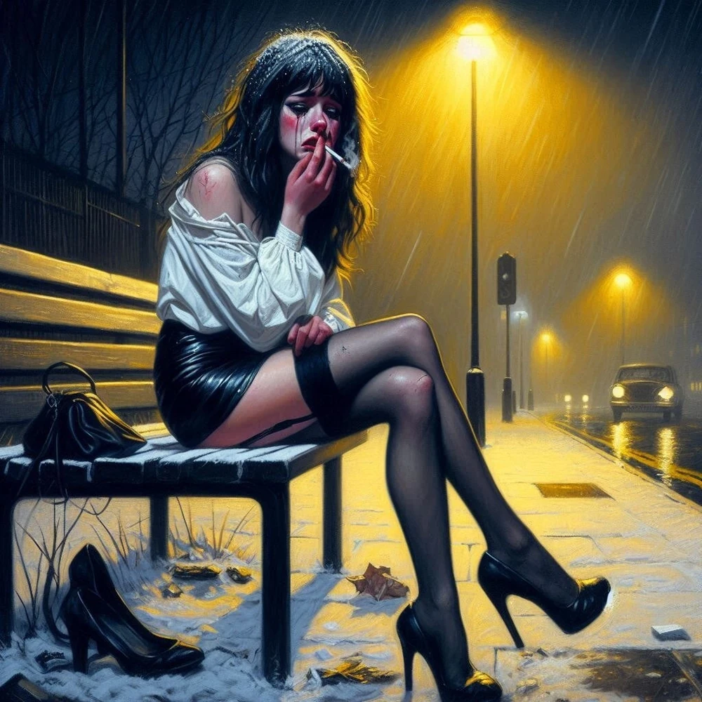 Crying and smoking ladies in Stockings  #6