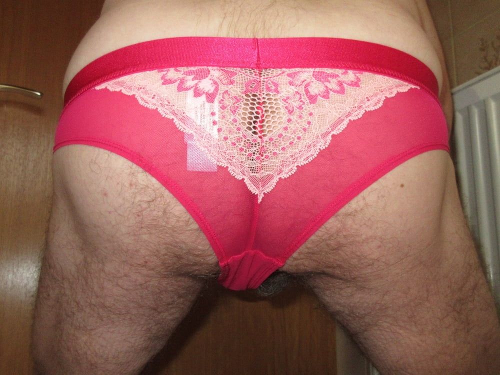 Old man in red ladies panties #2