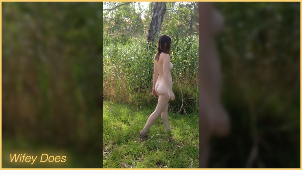 Wifey walks fully nude in public park #11