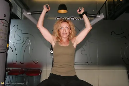 naked mature mothers do naked exercises at gym part          