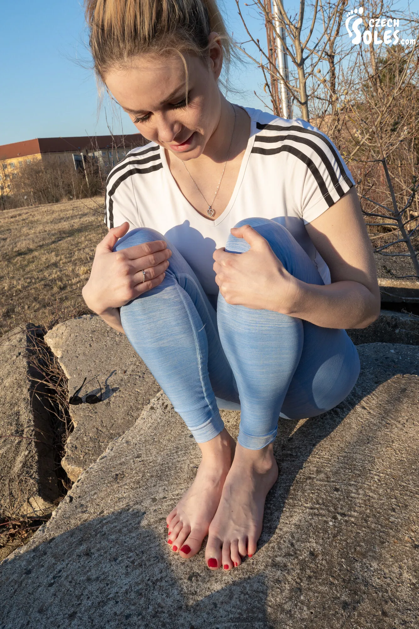 Jogging feet and white socks tease