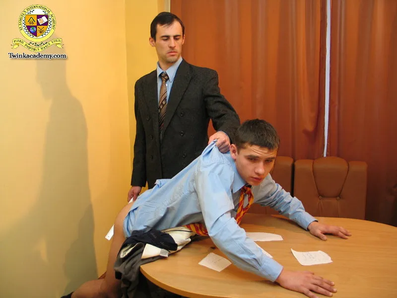 Marty gets spanked in detention by the headmaster