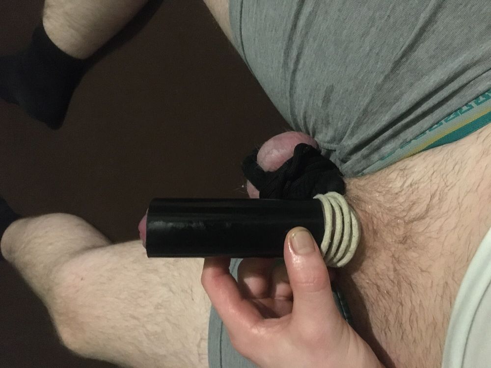 Bound Dick And Balls And Homemade Cocksleeve  #34