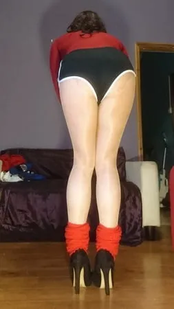 marie crossdresser stretching in pantyhose         