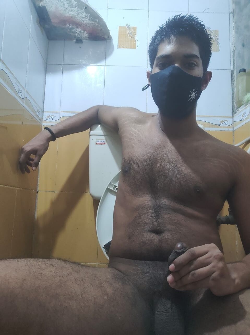 Nude Young Boy In Toilet Showing His Muscles & Penis