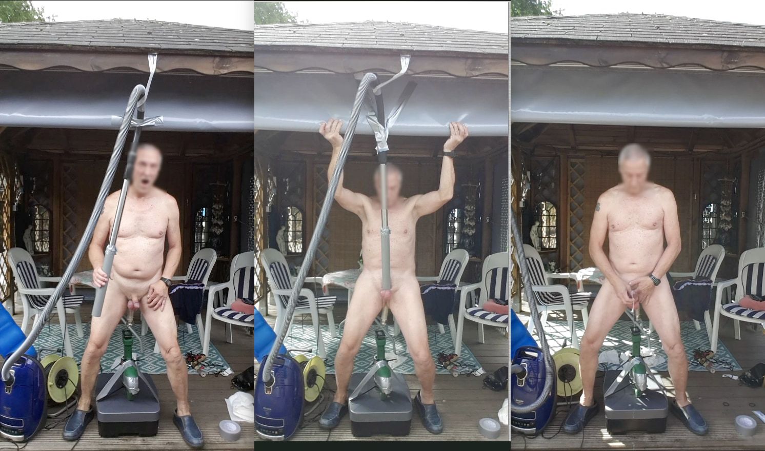 public outdoor exhibitionist vacuumcleaner sucking dildo cum #48