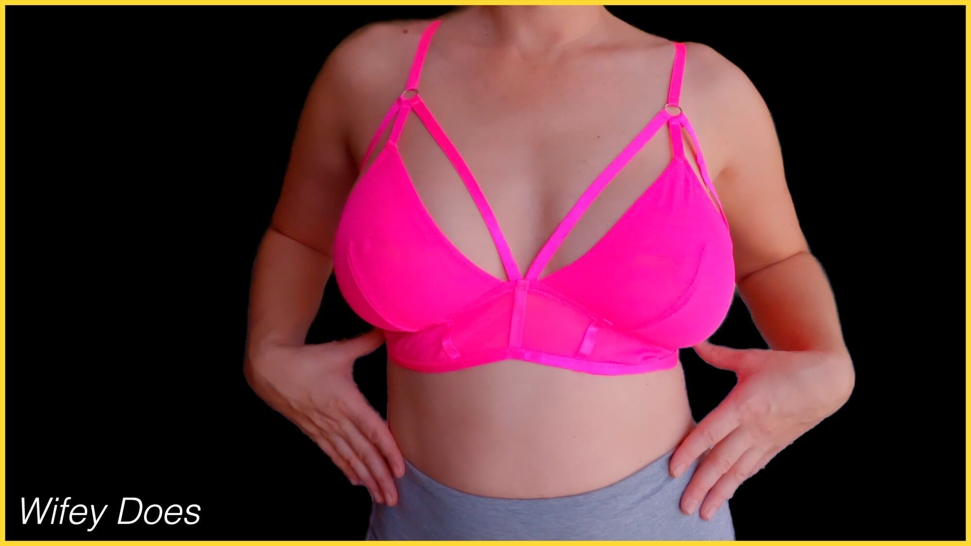 Wife stuns in hot pink bra #4