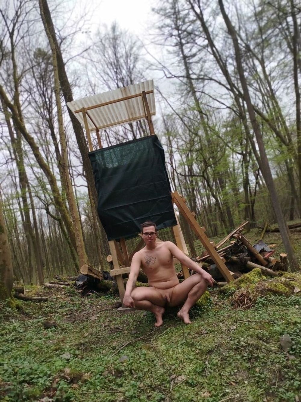 I&#039;m nude on a perch in the forest  #31