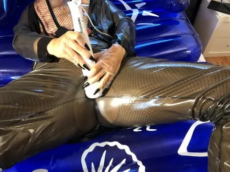 latex masturbation on inflatable bed         