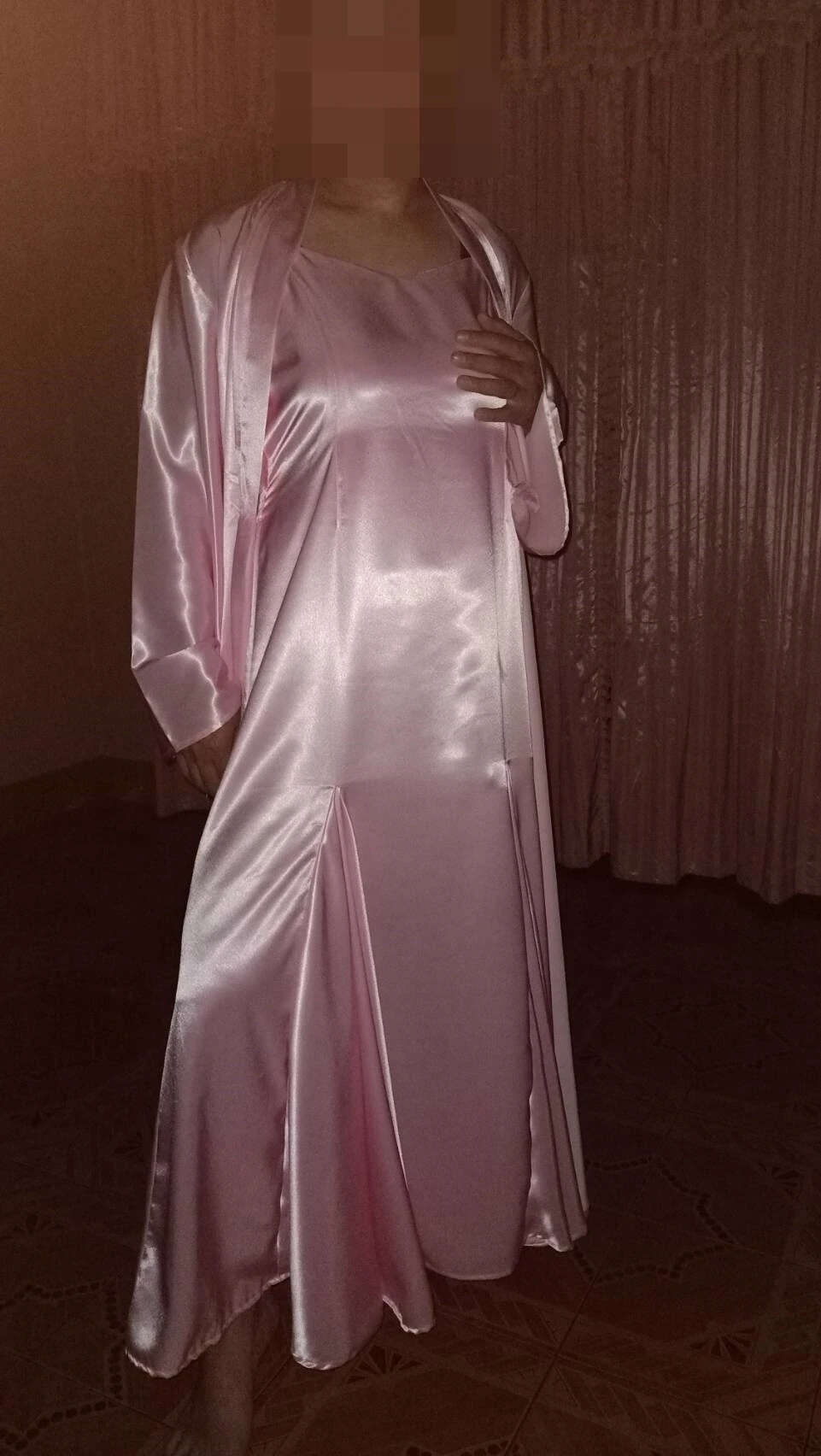 pink satin nightgown long #5