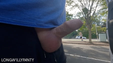 Amateur straight guy flashes his cock next to the busy road