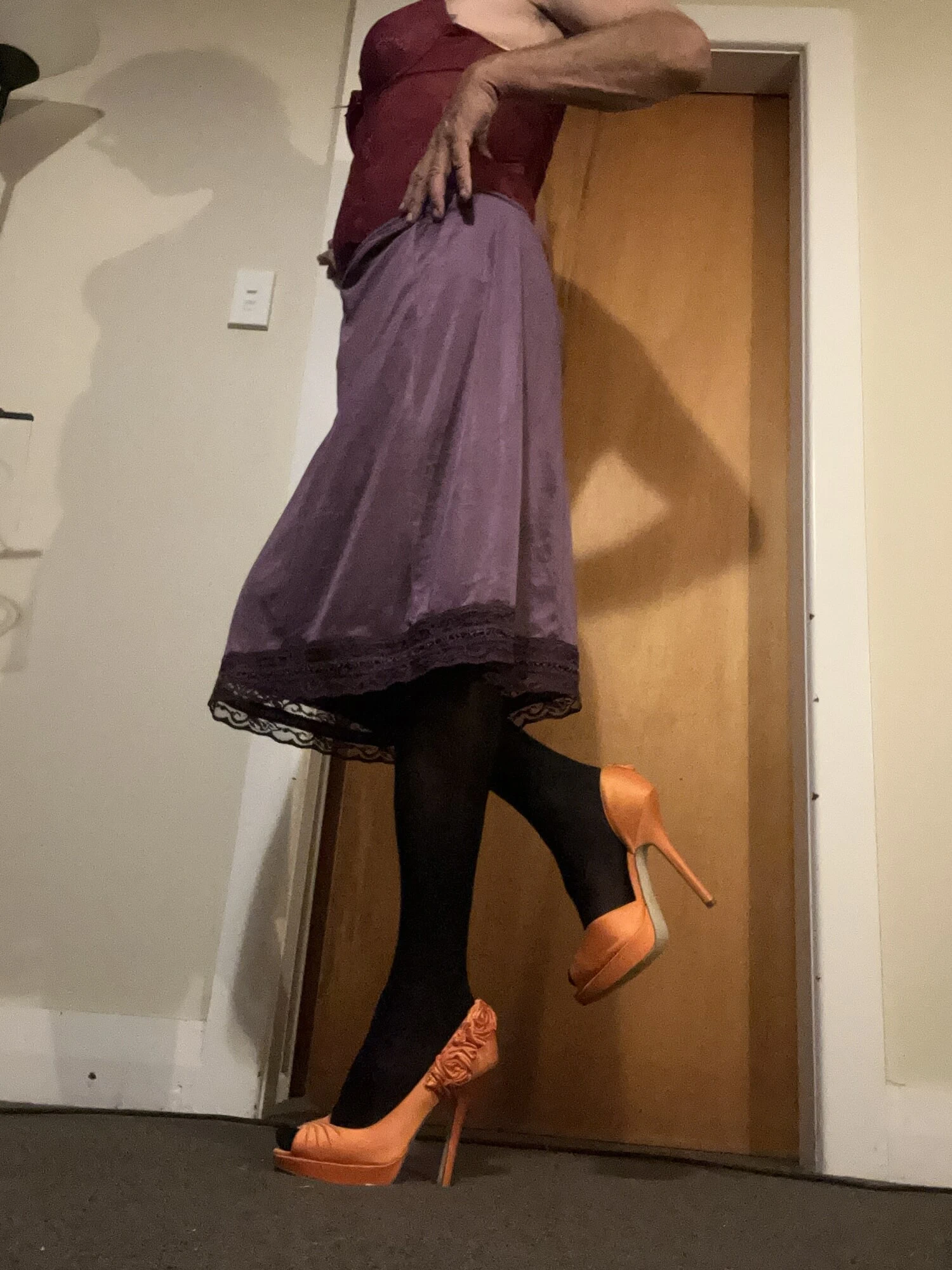 Sexy slips camisoles with different high heels 