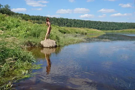 on the stone in volga river         