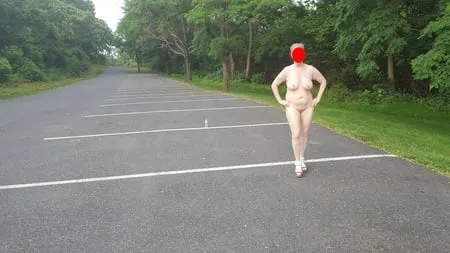 naked parking lot walk         