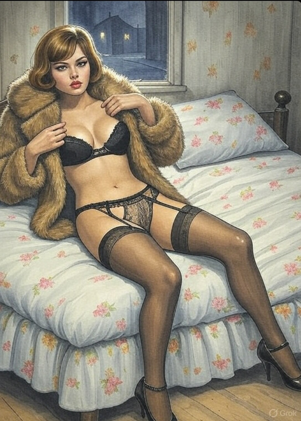 Pixwhores Experimental: Fur Coat & Knickers #15