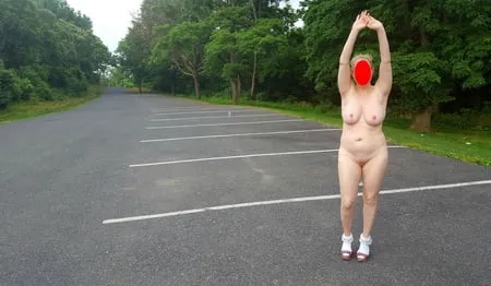 naked parking lot walk         