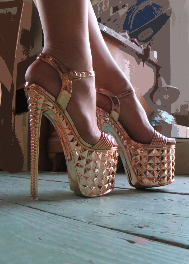 golden platform high heels #18