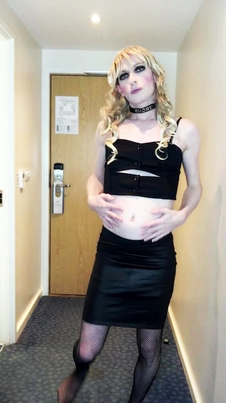Sissy Crossdresser In Black Slut Outfit Posing  #48