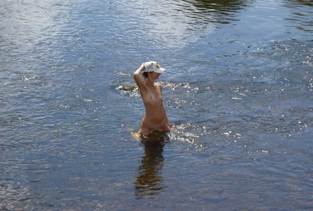 nude in rivers water         