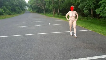 naked parking lot walk         