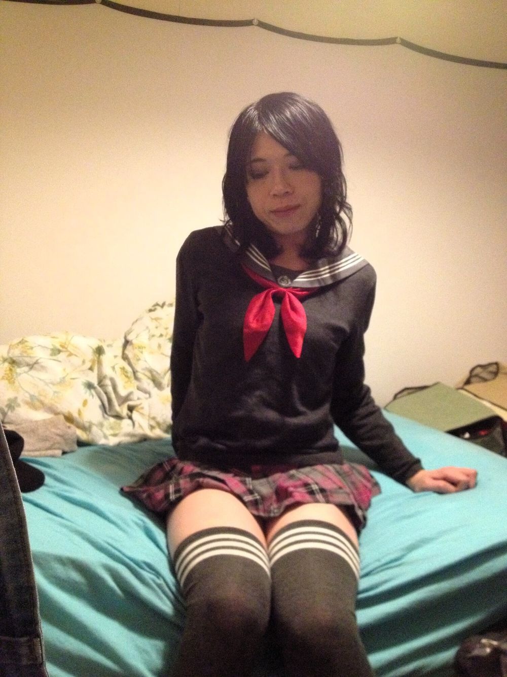 Asian tranny school girl