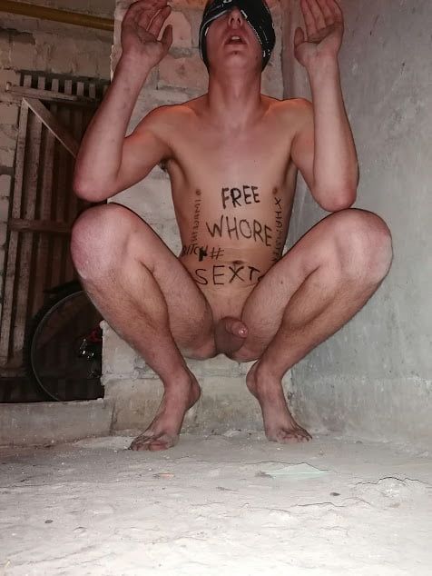 Slave body writing in dirty basement. Humiliation comment #20