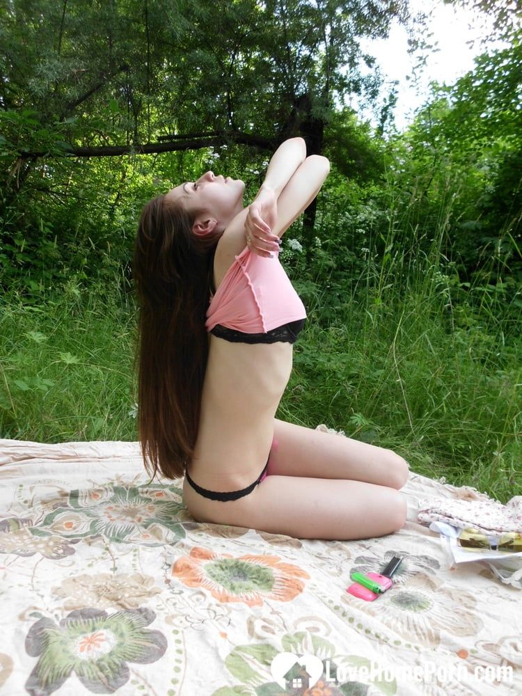 Beauty with long legs on a picnic #56