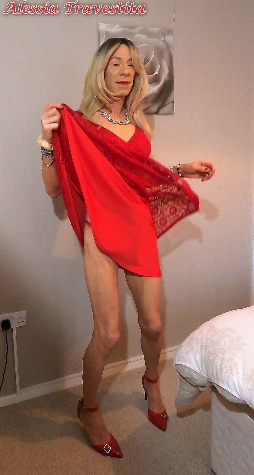 65 Alessia Travestita in Flirty Red Dress #37