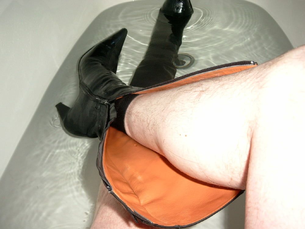 Fun with Leather Boots in the Tub #7