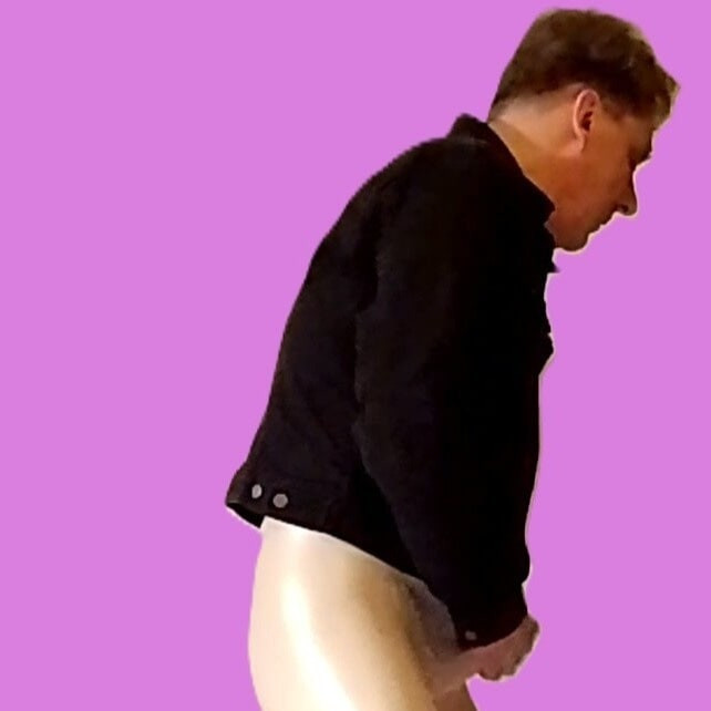 Handjob through white vinyl leggings (pink version) #11