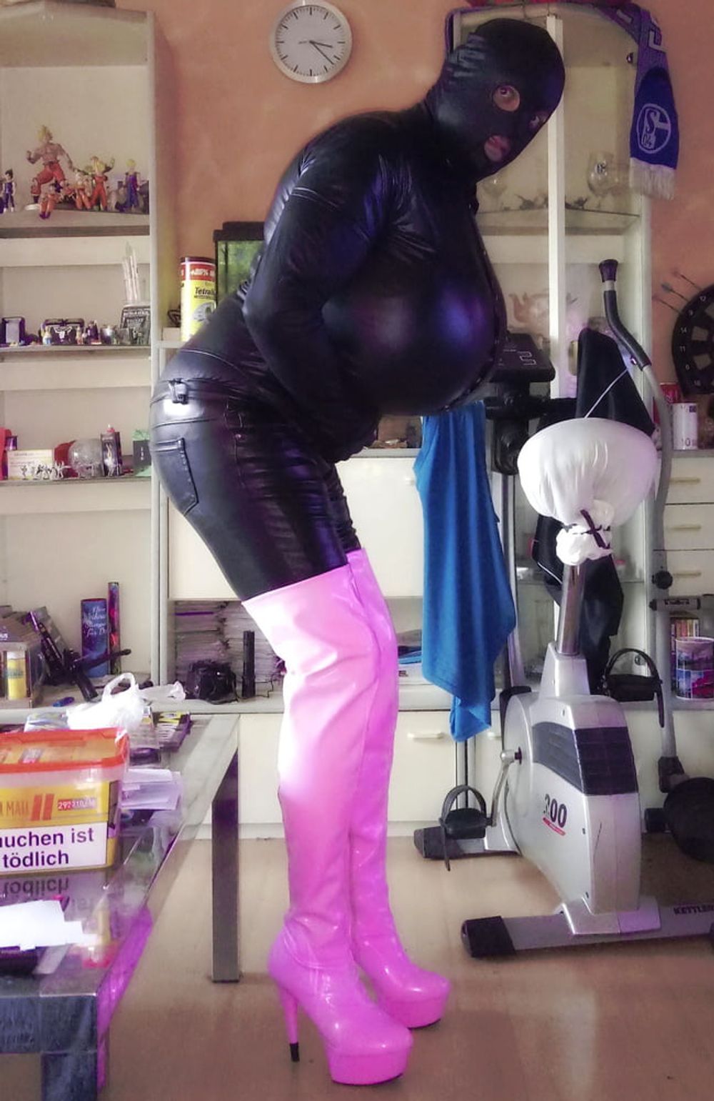 Overknee Boots Pink Latex Stiefel Fetish High Heels Tits Hot #3