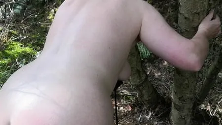 naked tits and ass whipping in woods         