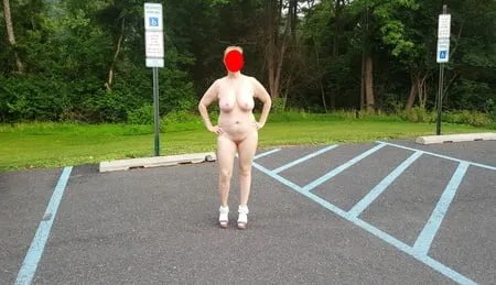 naked parking lot walk         