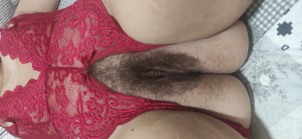 The hairy pussy of the beautiful Demona with new lingerie  #3