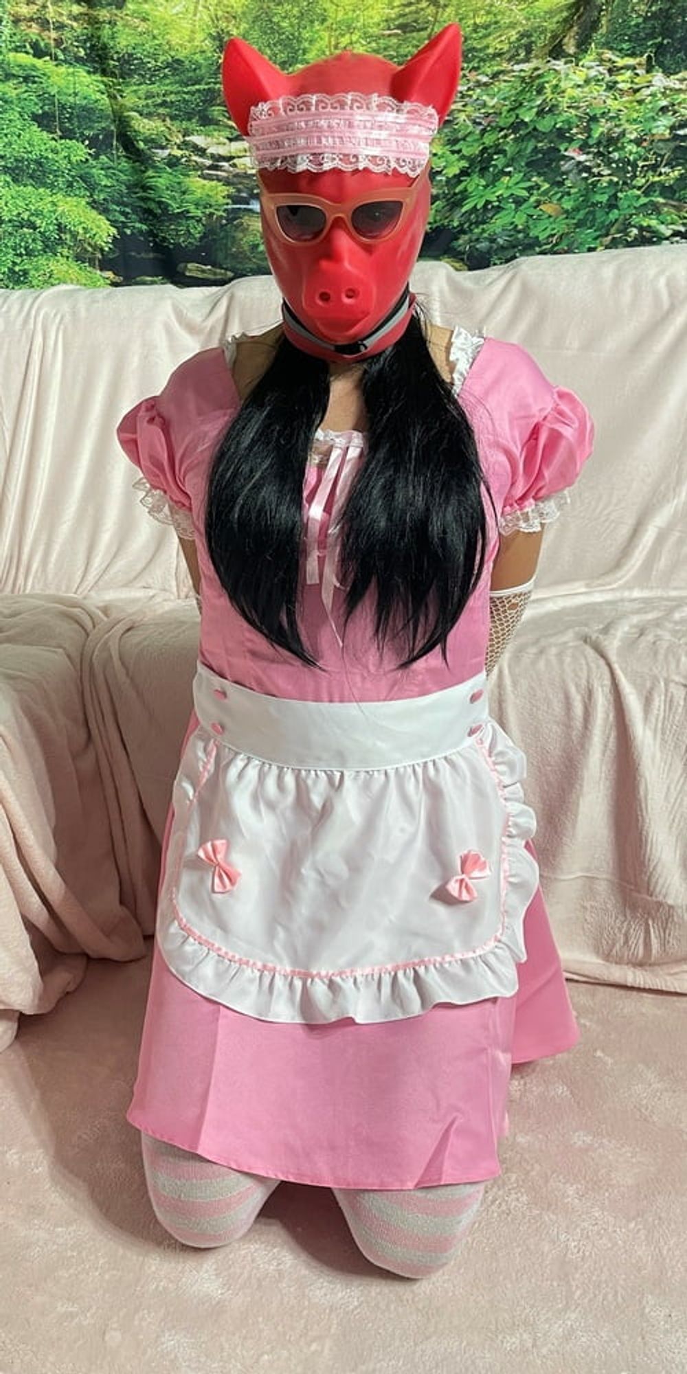 Sissy Wearing A Pink Dress, Heels And Chastity Cage (Pt. 1) #11