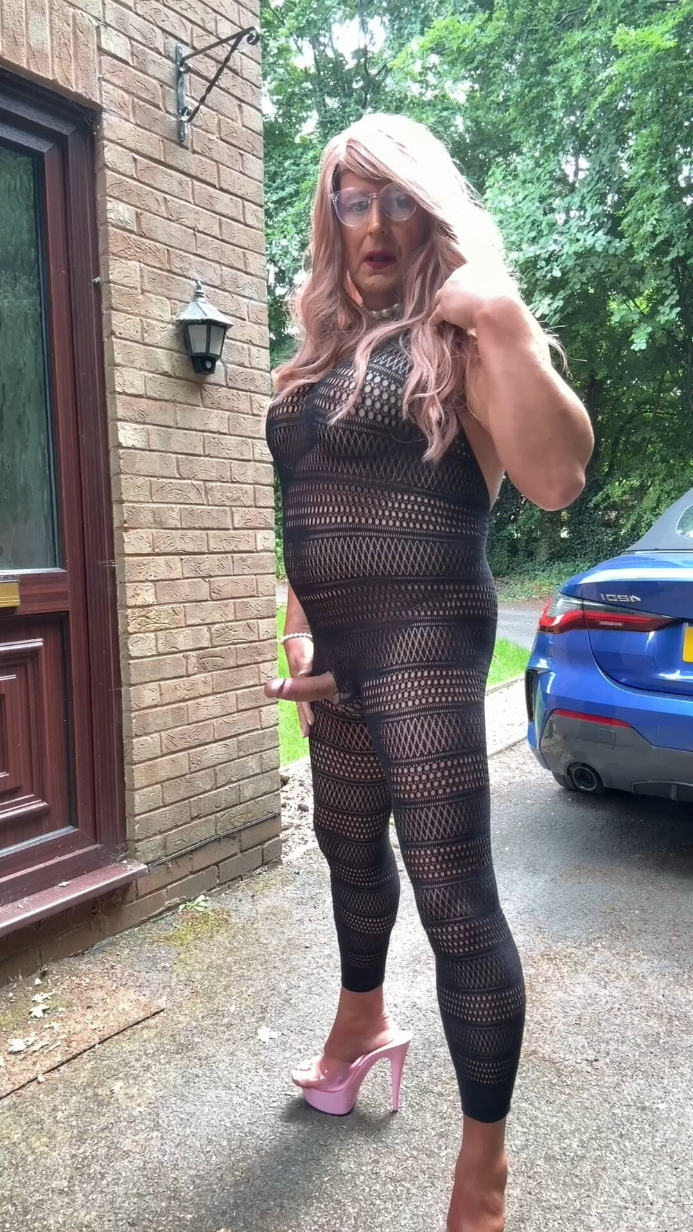 Sexy Crossdresser kellycd2022 in sexy black fishnet catsuit  #38