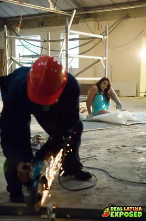 latina valery summer gets tag teamed by construction workers         