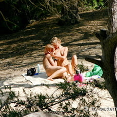 Girls lesbian games on the beach in Mallorca