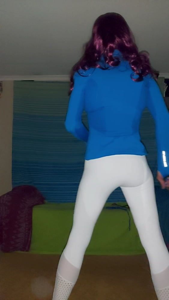 White pants and blue top #22