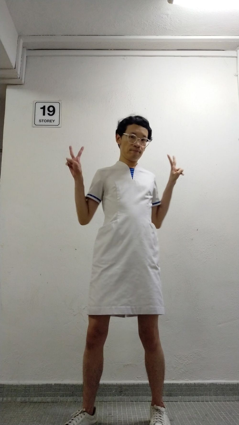 Secretly wearing a random woman&#039;s nurse dress. #9